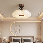 Traditional French Iron Pe Flower LED Semi-flush Mount Ceiling Light for Bedroom
