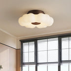 Traditional French Iron Pe Flower LED Semi-flush Mount Ceiling Light for Bedroom