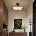 Traditional French Iron Acrylic Round LED Semi-flush Mount Ceiling Light for Bedroom