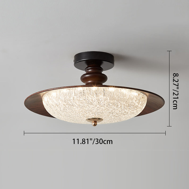 Traditional French Iron Acrylic Round LED Semi-flush Mount Ceiling Light for Bedroom