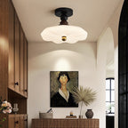 Traditional French Iron Acrylic Round LED Semi-flush Mount Ceiling Light for Bedroom
