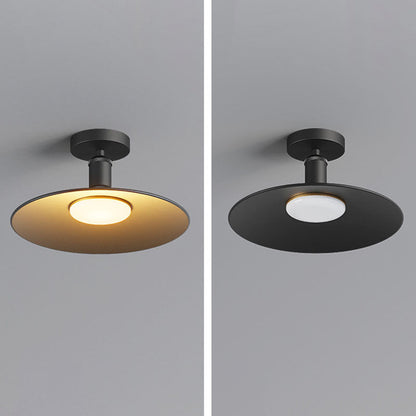 Contemporary Industrial Waterproof Aluminum Round 1-light Semi-flush Mount Ceiling Light for Outdoor Patio