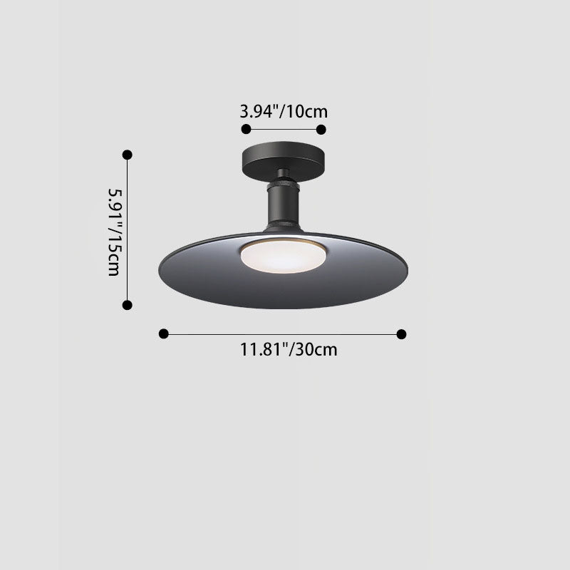 Contemporary Industrial Waterproof Aluminum Round 1-light Semi-flush Mount Ceiling Light for Outdoor Patio