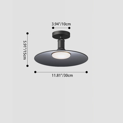 Contemporary Industrial Waterproof Aluminum Round 1-light Semi-flush Mount Ceiling Light for Outdoor Patio