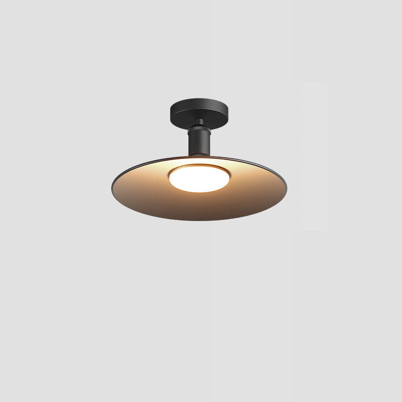 Contemporary Industrial Waterproof Aluminum Round 1-light Semi-flush Mount Ceiling Light for Outdoor Patio BulbSquare