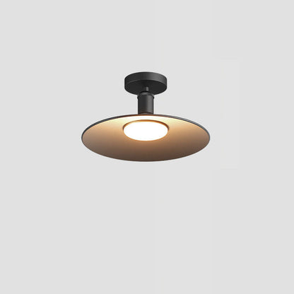 Contemporary Industrial Waterproof Aluminum Round 1-light Semi-flush Mount Ceiling Light for Outdoor Patio