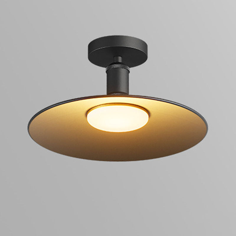 Contemporary Industrial Waterproof Aluminum Round 1-light Semi-flush Mount Ceiling Light for Outdoor Patio BulbSquare