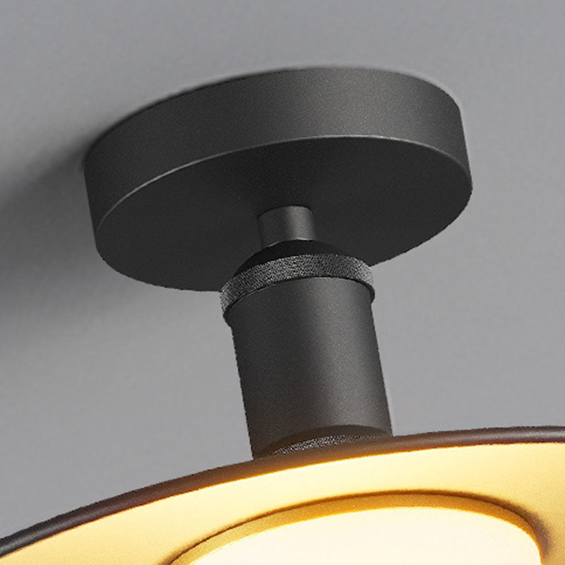Contemporary Industrial Waterproof Aluminum Round 1-light Semi-flush Mount Ceiling Light for Outdoor Patio