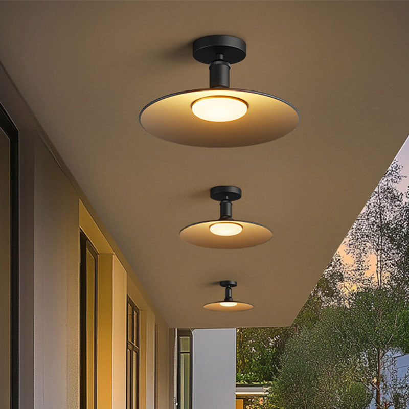 Contemporary Industrial Waterproof Aluminum Round 1-light Semi-flush Mount Ceiling Light for Outdoor Patio BulbSquare