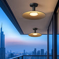 Contemporary Industrial Waterproof Aluminum Round 1-light Semi-flush Mount Ceiling Light for Outdoor Patio BulbSquare
