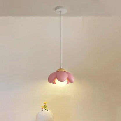 Contemporary Scandinavian Resin Wood Flower 1-light Pendant Light for Dining Room