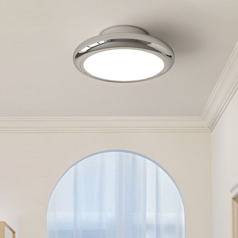Modern Minimalist Iron Acrylic Round LED Semi-flush Mount Ceiling Light for Bedroom