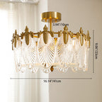 Modern Luxury Copper Iron Glass Peacock Round 5/6/8 Light Semi-flush Mount Ceiling Light for Living Room