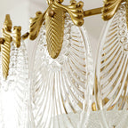 Modern Luxury Copper Iron Glass Peacock Round 5/6/8 Light Semi-flush Mount Ceiling Light for Living Room