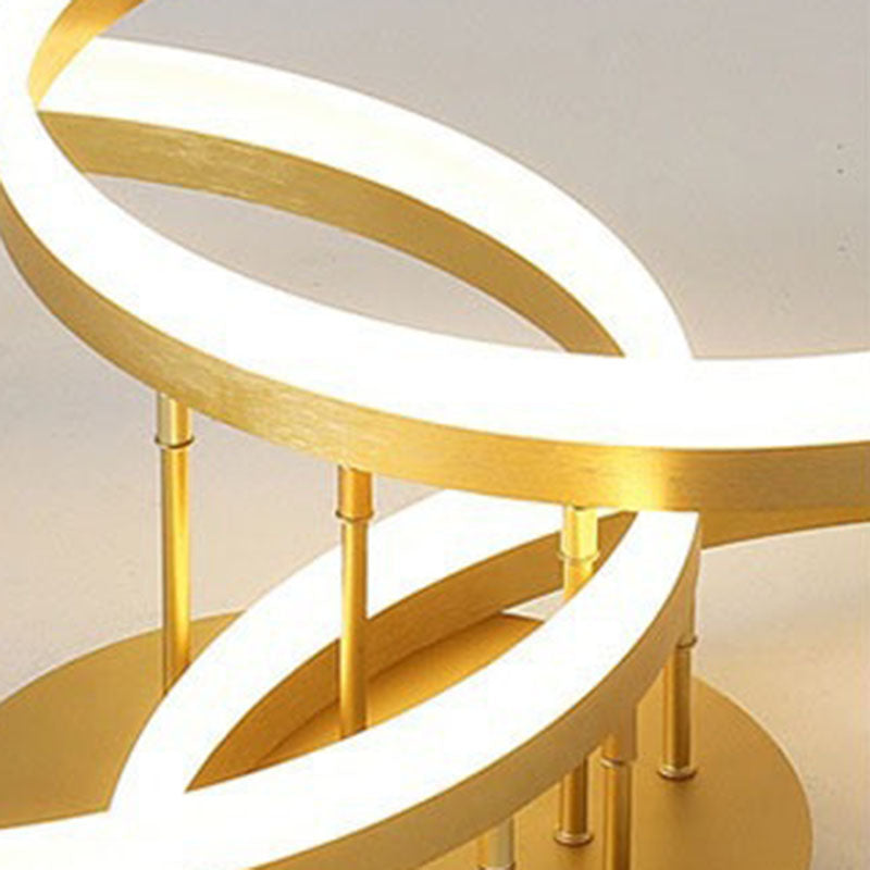 Modern Minimalist Aluminum Acrylic Round LED Semi-flush Mount Ceiling Light for Living Room