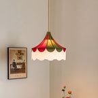 Modern Art Deco Metal Fabric Round 1-Light Pendant Light For Bedroom