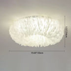 Modern Art Deco Feather Iron Wreath Round 3/6/8 Light Flush Mount Ceiling Light for Bedroom