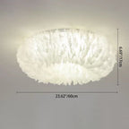 Modern Art Deco Feather Iron Wreath Round 3/6/8 Light Flush Mount Ceiling Light for Bedroom