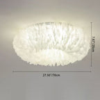 Modern Art Deco Feather Iron Wreath Round 3/6/8 Light Flush Mount Ceiling Light for Bedroom