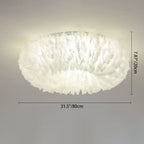 Modern Art Deco Feather Iron Wreath Round 3/6/8 Light Flush Mount Ceiling Light for Bedroom