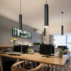 Modern Minimalist Aluminum Glass Linear LED Pendant Light for Living Room BulbSquare