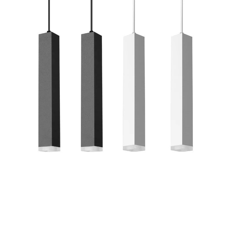 Modern Minimalist Aluminum Glass Linear LED Pendant Light for Living Room BulbSquare