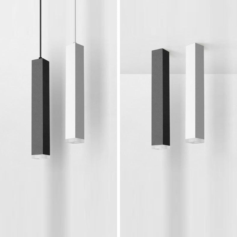 Modern Minimalist Aluminum Glass Linear LED Pendant Light for Living Room BulbSquare