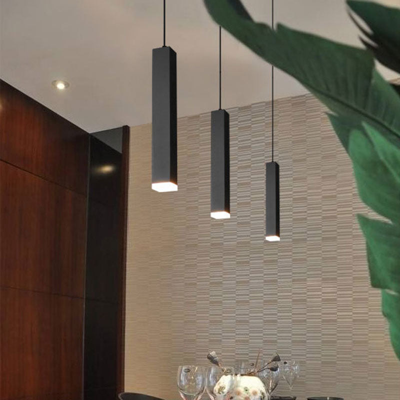 Modern Minimalist Aluminum Glass Linear LED Pendant Light for Living Room BulbSquare