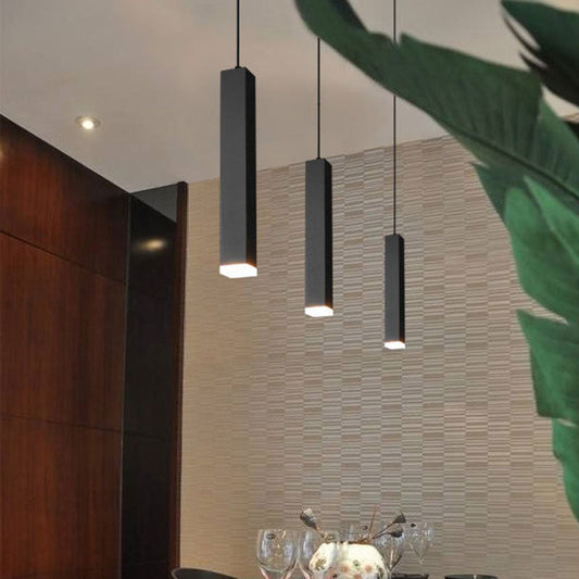 Modern Minimalist Aluminum Glass Linear LED Pendant Light For Living Room