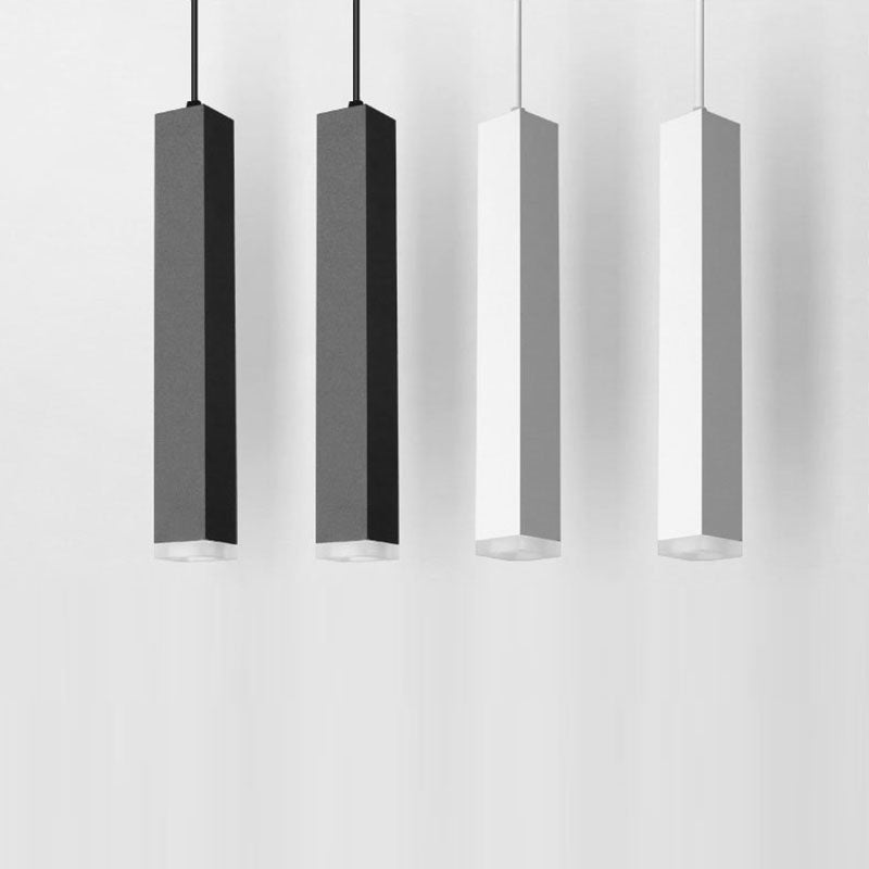 Modern Minimalist Aluminum Glass Linear LED Pendant Light for Living Room BulbSquare