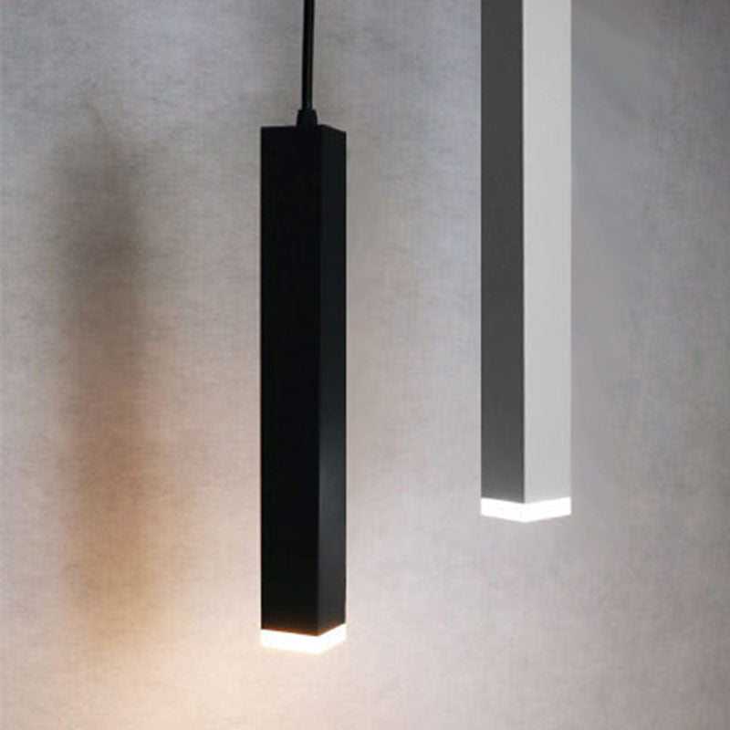 Modern Minimalist Aluminum Glass Linear LED Pendant Light for Living Room BulbSquare