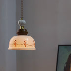 Traditional French Ceramic Copper Round 1-Light Pendant Light For Living Room