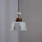 Traditional French Ceramic Copper Round 1-Light Pendant Light For Living Room