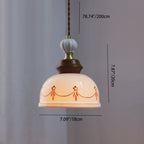 Traditional French Ceramic Copper Round 1-Light Pendant Light For Living Room