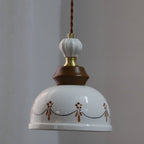 Traditional French Ceramic Copper Round 1-Light Pendant Light For Living Room