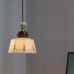 Traditional French Ceramic Copper Round 1-Light Pendant Light For Living Room