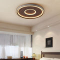Contemporary Retro Iron Acrylic Aluminum Faux Leather Round LED Flush Mount Ceiling Light For Living Room