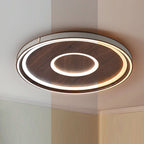 Contemporary Retro Iron Acrylic Aluminum Faux Leather Round LED Flush Mount Ceiling Light For Living Room