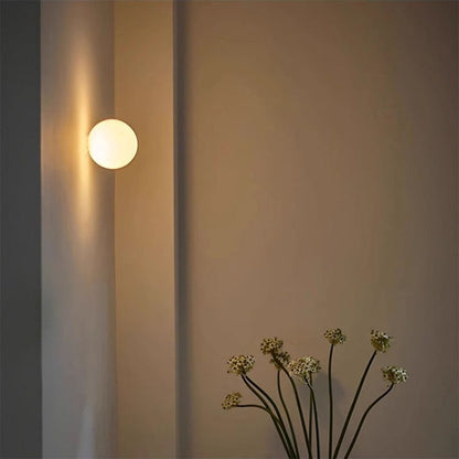 Modern Minimalist Metal Glass Ball 1-Light Wall Sconce Lamp For Living Room