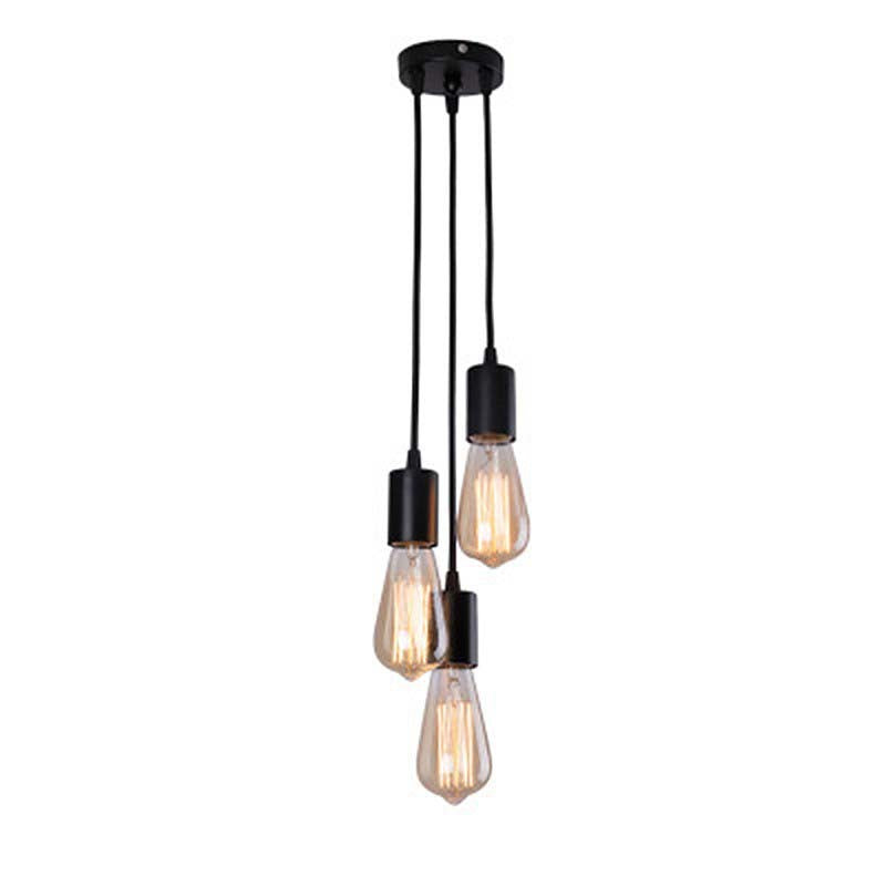 Contemporary Retro Iron Glass Linear 3-light Chandelier for Living Room BulbSquare