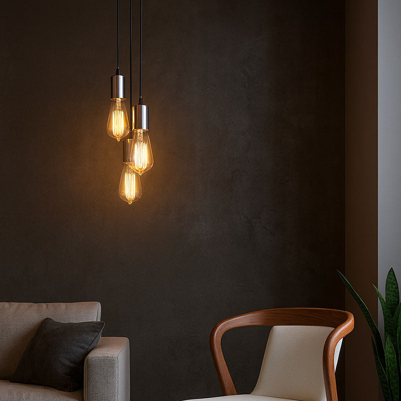 Contemporary Retro Iron Glass Linear 3-light Chandelier for Living Room BulbSquare