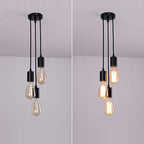 Contemporary Retro Iron Glass Linear 3-light Chandelier for Living Room BulbSquare
