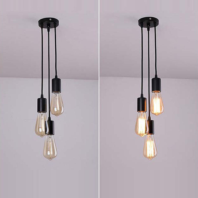 Contemporary Retro Iron Glass Linear 3-light Chandelier for Living Room