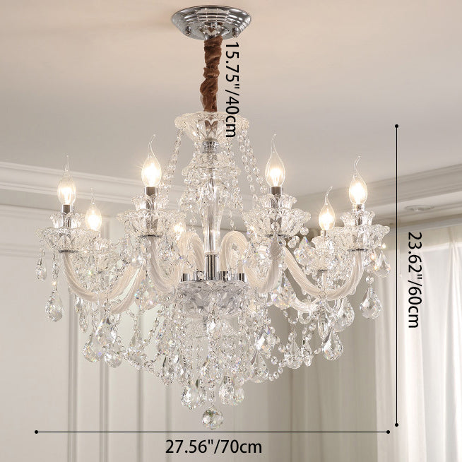 Contemporary Luxury Metal Crystal Round 6/8/10 Light Chandelier for Living Room