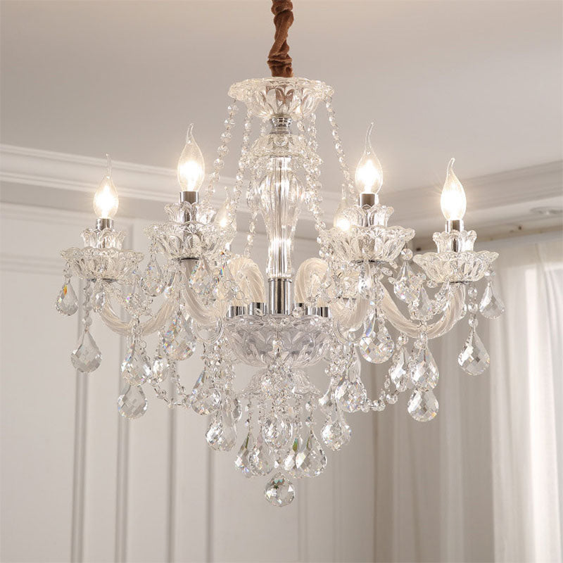 Contemporary Luxury Metal Crystal Round 6/8/10 Light Chandelier for Living Room