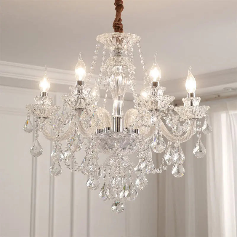 Contemporary Luxury Metal Crystal Round 6/8/10 Light Chandelier for Living Room modern luxury lighting fixture