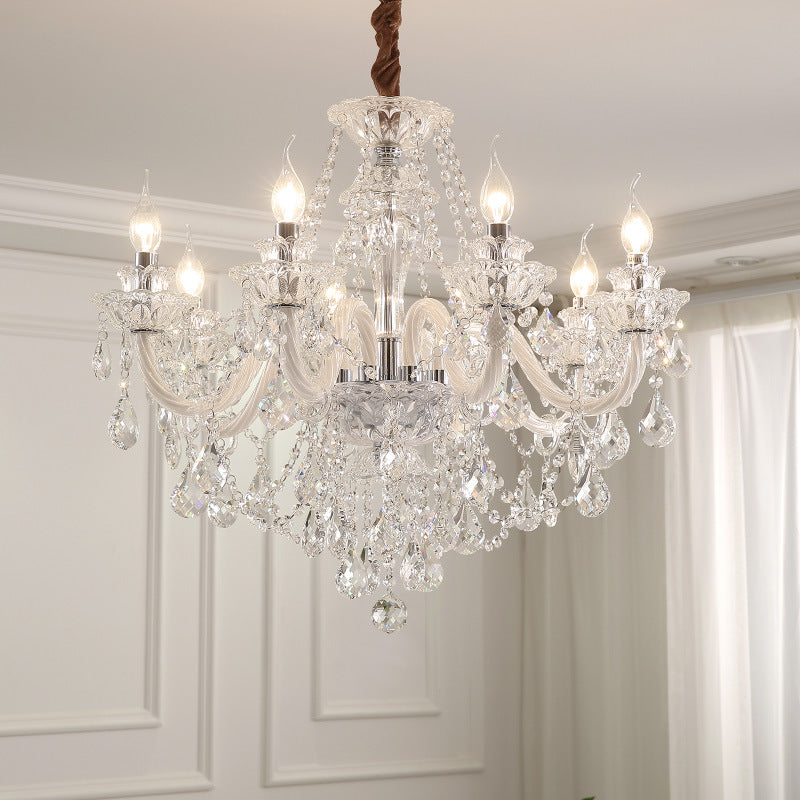 Contemporary Luxury Metal Crystal Round 6/8/10 Light Chandelier for Living Room