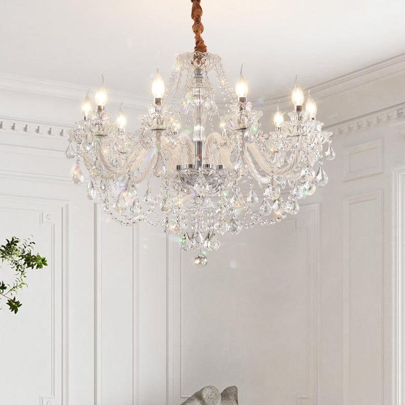 Contemporary Luxury Metal Crystal Round 6/8/10 Light Chandelier for Living Room