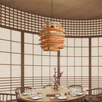 Traditional Chinese Bamboo Weaving Round 1-Light Pendant Light For Dining Room