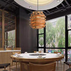 Traditional Chinese Bamboo Weaving Round 1-Light Pendant Light For Dining Room